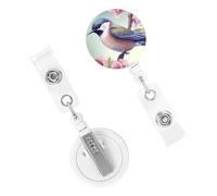 Porta badge retrattile per donne e uomini, clip per badge con clip per cintura, porta badge identificativo con uccellino, porta badge con nome, bobine per carte d'identità, per lavoro, ufficio