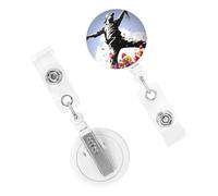 Porta badge retrattile per donne e uomini, clip per badge con clip per cintura, rabbia, fiori, porta badge identificativo, bobine, porta badge per lavoro, ufficio, infermiere