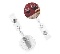 Porta badge retrattile per donne e uomini, clip per badge con clip per cintura, San Valentino, tostatura, bicchieri da vino, porta badge per matrimonio, porta badge, bobine per carte d'identità, per