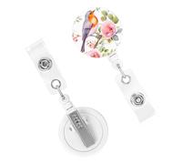 Porta badge retrattile per donne e uomini, clip per badge con clip per cintura, stampa floreale ad acquerello pettirosso porta badge badge con nome bobine porta badge per lavoro ufficio infermiera