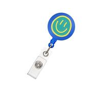 Porta badge retrattile per infermiera, dottore, studente, insegnante, porta badge rotante con faccia sorridente, con clip da tasca in metallo, resina resistente all'usura, per uso quotidiano