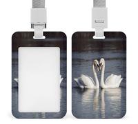Porta badge retrattile per porta badge identificativo a forma di cigno bianco romantico con cordino per ufficio e insegnante