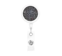 Porta badge retrattile per sfondo matematico, resistente, retrattile, con clip per cintura, clip per badge identificativo, portachiavi, porta carte d'identità, per infermiere, insegnanti, forniture