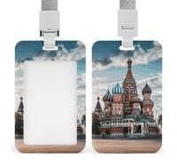 Porta badge retrattile per ufficio, con cordino staccabile, per la Cattedrale di San Basilio, Piazza Rossa a Mosca, custodia protettiva verticale in plastica per infermiere, ufficiali, insegnanti,