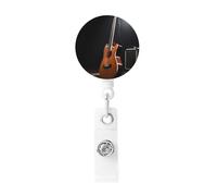 Porta badge retrattile porta badge strumento musicale chitarra resistente porta badge nome ID clip per ufficio, dottore, infermiera, bobina con clip per cintura portachiavi