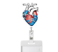 Porta badge retrattile porta badge verticale con cuore | Clip retrattile per badge per assistenti, dipendenti, studenti, insegnanti, medici, infermieri, donne e uomini