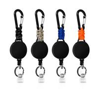 Porta Badge Retrattile, Portachiavi Retrattile 4 Pezzi, Portabadge Allungabile, Portachiavis Retrattiles Filo Acciaio con Cavo Acciaio 60cm, Portachiavis Estensibile per Porta Carte D'identità