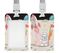 Porta badge retrattile Rabbit on the Moon, porta badge verticale con cordino staccabile, custodia per badge identificativi per personale di sicurezza, donne e uomini