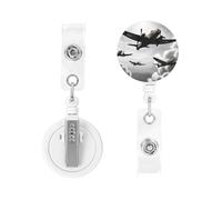 Porta badge retrattile, resistente, con clip a coccodrillo, bobina per badge della guerra mondiale, porta carte d'identità, portachiavi per tessere, badge identificativo, per infermiere, dottori