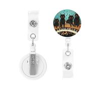 Porta badge retrattile resistente con clip a coccodrillo, quattro gatti neri sdraiati sul pianoforte tastiera badge bobina porta badge porta carte d'identità portachiavi ID badge clip per infermiere
