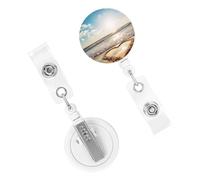 Porta badge retrattile resistente con clip carino infermiera badge bobina nome clip badge decorativo a forma di cuore romantico spiaggia porta carte d'identità per impiegato dottore infermiera
