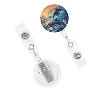 Porta badge retrattile resistente con clip carino infermiera badge bobina nome decorativo badge clip delfini nel mare porta carte d'identità per impiegato dottore infermiera