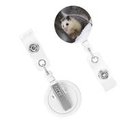 Porta badge retrattile resistente con clip carino infermiera badge bobina nome decorativo badge clip opossum in neve porta carte d'identità per impiegato, dottore, infermiere