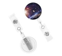 Porta badge retrattile resistente con clip carino infermiera badge bobina nome decorativo clip per badge spazio esterno galassia universo porta carte d'identità per lavoratori dottori infermieri