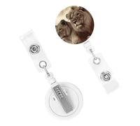 Porta badge retrattile resistente con clip carino infermiera bobina badge clip decorativo clip per badge leone africano e leonessa porta carte d'identità per impiegato, dottore, infermiere