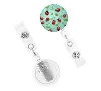 Porta badge retrattile resistente con clip carino infermiera bobina badge clip decorativo coccinelle rosse su sfondo blu porta carte d'identità per lavoratori d'ufficio, dottore, infermiere