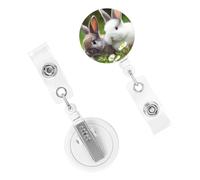 Porta badge retrattile resistente con clip carino infermiera bobina badge clip decorativo due piccoli coniglietti carini porta carte d'identità per impiegato dottore infermiera