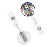 Porta badge retrattile resistente con clip carino infermiera bobina badge clip decorativo indossare vestiti Corgi cani ID porta carte d'identità per lavoratori dottori infermieri
