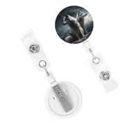 Porta badge retrattile resistente con clip carino infermiera bobina badge clip decorativo lupo di notte porta carte d'identità per impiegato dottore infermiera