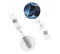 Porta badge retrattile resistente con clip carino infermiera bobina badge clip decorativo lupo solitario porta carte d'identità per lavoratori dottori infermieri