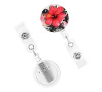 Porta badge retrattile resistente con clip carino infermiera bobina badge decorativo clip per badge rosso ibisco porta carte d'identità per lavoratori dottori infermieri