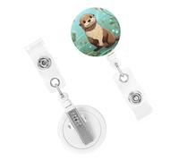 Porta badge retrattile resistente con clip carino infermiera bobina badge nome decorativo clip per badge cartone animato carino lontra porta carte d'identità per impiegato, dottore, infermiere