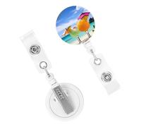 Porta badge retrattile resistente con clip carino infermiera bobina nome clip distintivo decorativo spiaggia tropicale bevande porta carte d'identità per lavoratori dottori infermieri
