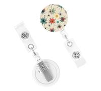 Porta badge retrattile resistente con clip carino infermiera bobina nome clip per badge decorativo stelle atomiche retrò modello porta carte d'identità per impiegato, dottore, infermiere