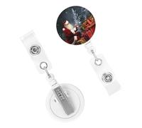 Porta badge retrattile resistente con clip carino infermiera bobina nome decorativo badge clip Buon Natale regalo di Babbo Natale porta carte d'identità per impiegato dottore infermiera
