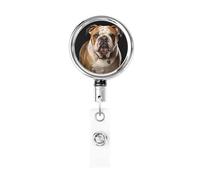 Porta badge retrattile resistente con portachiavi, clip per badge infermiera, stampa bulldog inglese, carino, porta badge per ufficio, lavoratori, medici, infermieri