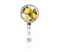 Porta badge retrattile resistente con portachiavi, clip per badge infermiera, stampa con limone, carino porta badge per ufficio, lavoratori, medici, infermieri