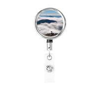 Porta badge retrattile resistente con portachiavi, clip per badge infermiera, stampa sopra le nuvole, carino porta badge per ufficio, lavoratori, medici, infermieri