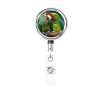 Porta badge retrattile resistente con portachiavi infermiera bobina clip due pappagalli si amano l'un l'altro stampa carino badge clip porta carte d'identità per impiegati, medici infermieri