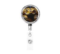 Porta badge retrattile resistente con portachiavi infermiera bobina clip giallo serpente stampa carino badge clip ID porta carte d'identità per impiegati, medici, infermieri