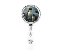 Porta badge retrattile resistente con portachiavi infermiera bobina clip pinguino famiglia stampa carino badge clip ID porta carte d'identità per impiegati, medici, infermieri