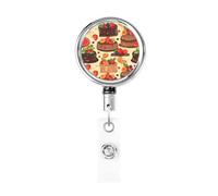 Porta badge retrattile resistente con portachiavi infermiera bobina clip torta di frutta stampa carino badge clip porta carte d'identità per impiegati, medici, infermieri