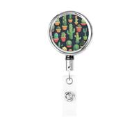 Porta badge retrattile resistente con portachiavi infermiera clip bobina carino cactus stampa illustrazione senza cuciture carino clip badge clip porta carte d'identità per impiegati, medici