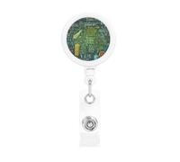 Porta badge retrattile stampato con domanda matematica, porta badge, porta badge con clip, per ufficio, lavoro, dottore, per uomini e donne, cordino accessori