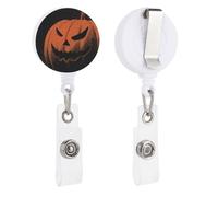 Porta badge retrattile vintage a forma di zucca di Halloween, con bobina e clip per carta d'identità, per dottori, infermieri, studenti, impiegati