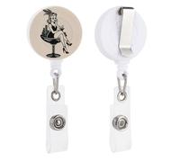 Porta badge retrattile vintage con clip a bobina in vetro seduta seduta in un grande porta badge per dottore, infermiera, studente, impiegato