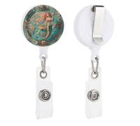 Porta badge retrattile vintage con mappa esterna delle banche con sirene, resistente, clip per badge identificativo, infermiera, decorativo, con clip a coccodrillo, per appendere carte d'identità e