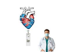 Porta Badge Retrattili - Portanome verticale con motivo a forma di cuore,Clip Retrattile per Badge - per tutti gli impiegati, assistenti, studenti, insegnanti, infermieri, uomini e donne