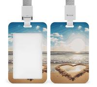 Porta badge romantico a forma di cuore con cordino impermeabile porta carte d'identità per lavoro, ufficio, insegnante, infermiera