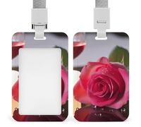 Porta badge romantico a forma di rosa con cordino staccabile, protezione verticale in plastica, resistente, per insegnanti, infermieri, ufficiali, personale di sicurezza