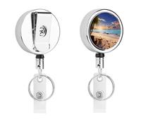Porta badge romantico da spiaggia con bobina retrattile, clip in acciaio inox, resistente, per lavoro, infermieri, insegnanti e sicurezza