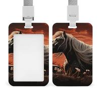Porta badge romantico Mustang, porta badge con cordino staccabile, design impermeabile per ufficio, posto di lavoro