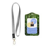 Porta badge scorrevole alla moda con stampa tropicale della foresta pluviale, custodia con bobina retrattile a moschettone e cordino staccabile per proteggere le carte