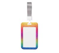 Porta badge scorrevole arcobaleno glitterato in plastica rigida per carte di lavoro per infermieri ufficio