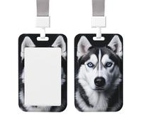 Porta badge scorrevole con bobina verticale in plastica dura, porta badge orizzontale con finestra trasparente, porta badge Husky dagli occhi blu, porta badge per infermieri e ufficio