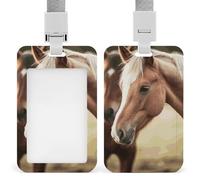 Porta badge scorrevole con cordino, adorabile porta badge a forma di cavallo, con finestra trasparente per nome, per lavoro, ufficio, dottore, infermiere